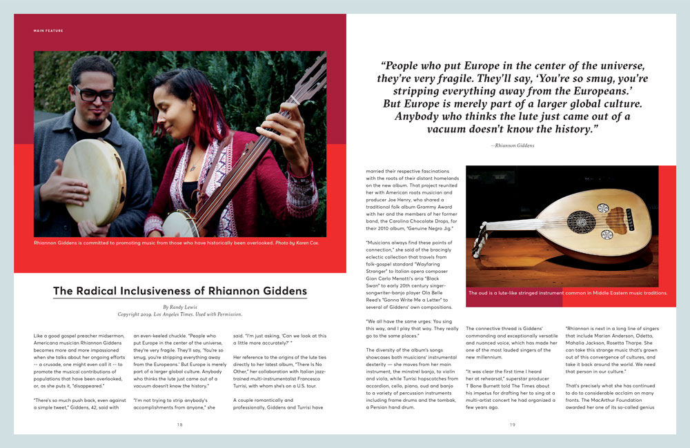 Feature spread in a Stanford Live Magazine