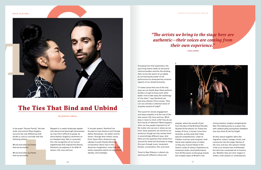 Feature spread in a Stanford Live Magazine